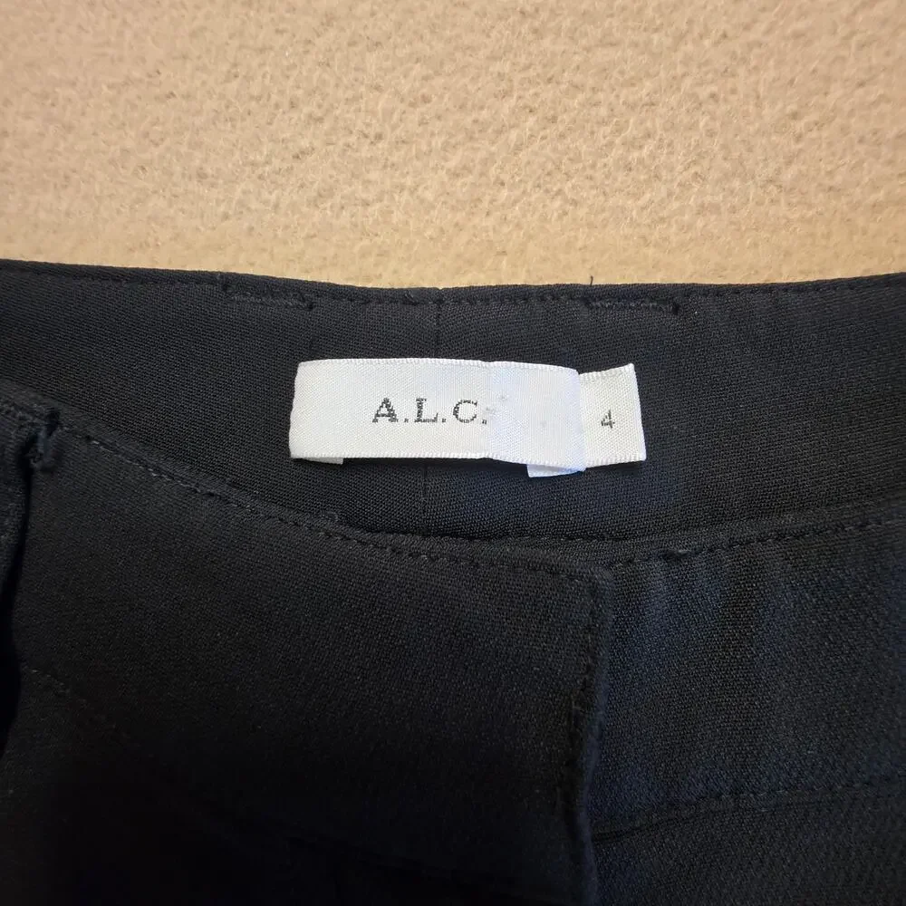 ALC A.L.C. Capen Split Hem Flare Leg Pants Black Sz 4 Italian Crepe 2PANT00096